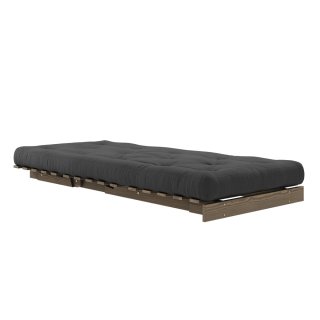 Fauteuil convertible futon ROOTS pin carob brown matelas dark grey couchage 90 x 200 cm