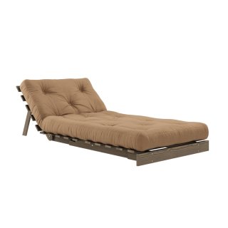 Fauteuil convertible futon ROOTS pin carob brown matelas mocca couchage 90 x 200 cm