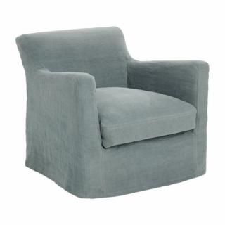 Fauteuil BANDOL 75 cm tissu Newlin bleu gris Home Spirit