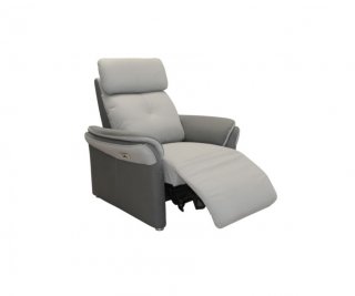 Fauteuil relax électrique GELLIN microfibre gris perle / plomb têtière électrique