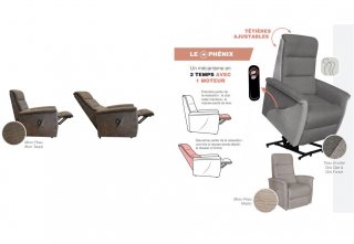 Fauteuil relax releveur électrique PERSAN Tissu Gris foncé / Gris clair