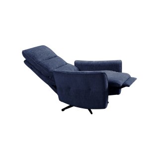 Fauteuil relax pivotant bi moteur ATTITUDE tissu chenillé bleu nuit