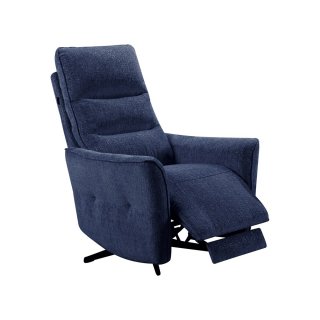 Fauteuil relax pivotant bi moteur ATTITUDE tissu chenillé bleu nuit