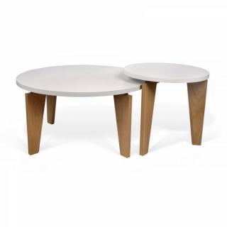 TemaHome MAGNOLIA  table basse avec plateau blanc piétement chêne 