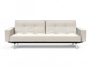 INNOVATION LIVING Canapé SPLITBACK pieds chromé avec accoudoirs convertible lit 115*210 cm tissu Bouclé Off White