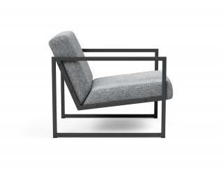  Chaise VIKKO accoudoirs  métal noir Tissu Twist Granite