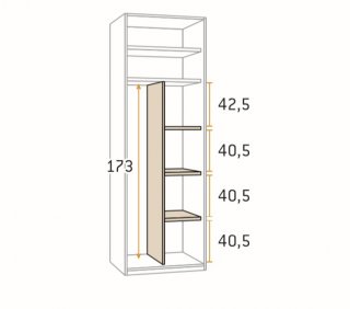 Option 16  pour intérieur d'armoire 96,2 cm hauteur 220 cm