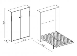 Armoire lit à ouverture assistée BRECCIA couchage 140 x 200 cm