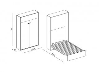 Armoire lit à ouverture assistée TRACCIA couchage 120 x 200 cm