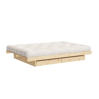 Sommier futon KANSO BED pin naturel  couchage 140 cm  4 tiroirs