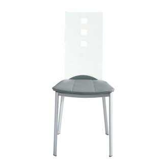 Lot de 2 chaises design LUXOR GREY pieds métal dossier plexiglass assise microfibre gris