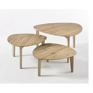 Set de 3 tables basses COLMAR en chêne noueux massif