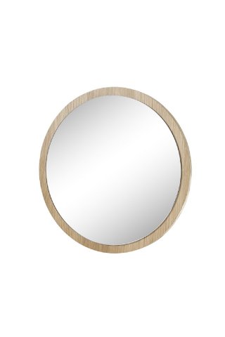 Miroir rond chic MIALY 40 cm diamètre bordure Chêne massif huilé