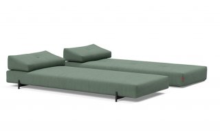 Méridienne design SIGMUND INDU  Elegance, Green convertible lit 160*200 cm pieds Acier noir