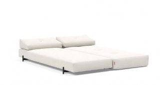 Méridienne design SIGMUND INDU Vivus, Dusty Off White  convertible lit 160*200 cm pieds Acier noir