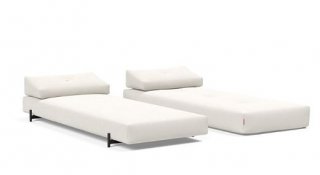 Méridienne design SIGMUND INDU Vivus, Dusty Off White  convertible lit 160*200 cm pieds Acier noir