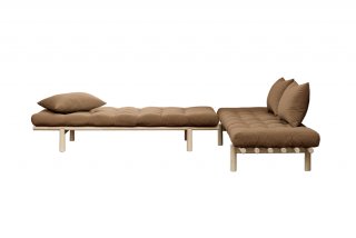 Méridienne futon PACE en pin coloris mocca couchage 75*200 cm.