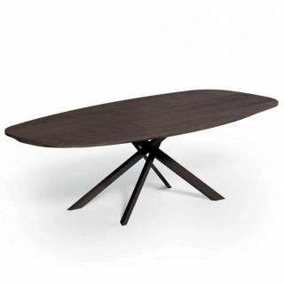 Table  4x4 FISSO en bois chêne sauvage carbone  et piétement  Métal noir mat