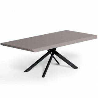 Table  4x4 FISSO en ciment gris et piétement  Métal noir mat