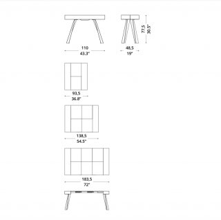 Console Extensible CO4L en bois de chêne / piétement métallique