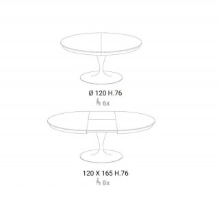 Table extensible Ronde ECLIPSE LEGNO en Chêne Carbone et Piétement Verni Graphite Mat