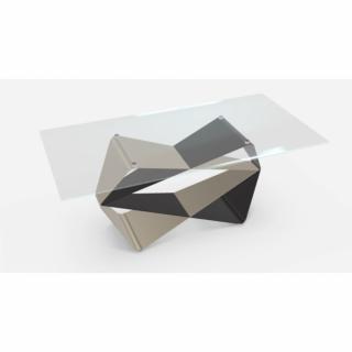 OZZIO GEM Table fixe Rectangle avec structure en métal et Plateau en verre / Medium