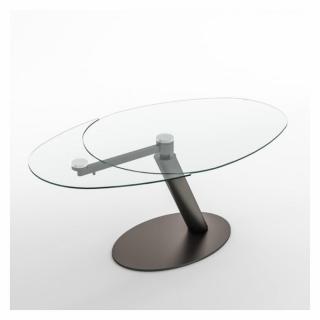 OZZIO ONE Table avec plateau tournant en Verre / pieds Métal graphite