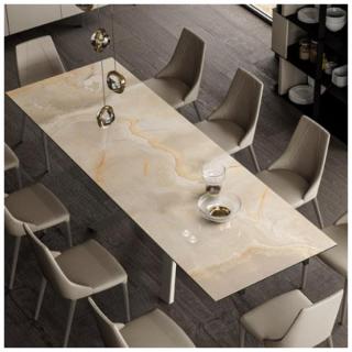 Ozzio ROMEO Table Extensible en Marbre Onice avec Pieds en métal