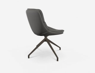 OZZIO SVEVA Fauteuil pivotant en cuir mastice avec piétement en métal bronze