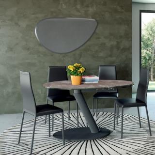 OZZIO ONE Table avec plateau tournant en Marbre Onice / pieds Métal graphite