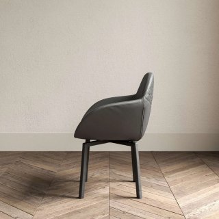 OZZIO TEN Chaise Pivotante en Cuir Graphite