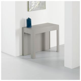 Table console extensible ULISSE acier pieds inox rallonge aluminium coloris gris tourterelle