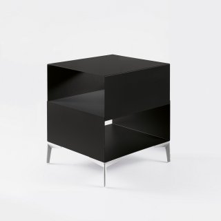 Table polyvalente CUBE acier couleur noir étagère gris ardoise piétement  chromé