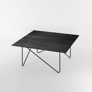 Table basse SHAPE structure acier couleur noir, plateau stratifié noir carbone