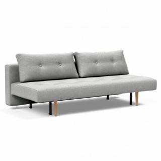 Canapé lit convertible RECAST plus 140 x 200 cm chêne laqué claire tissu micro check gris