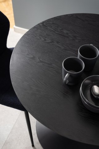 Table de repas tulipe ISA plateau en placage de chêne et piétement en acier noir mat 80 x 75 cm