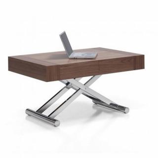 Table relevable extensible ACTIVA 120/214x38/77x80cm pied acier chromé plateau noyer 