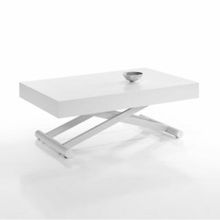 Table relevable extensible ACTIVA 120/214x38/77x70cm pied métal plateau laqué blanc 
