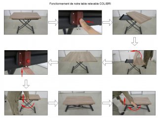 Table relevable extensible COLIBRI ultra compacte laquée blanc