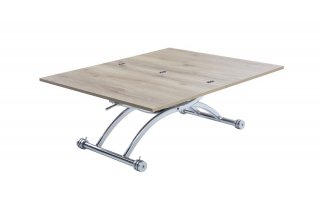 Table relevable extensible HIRONDELLE compacte chêne ancien pied chromé