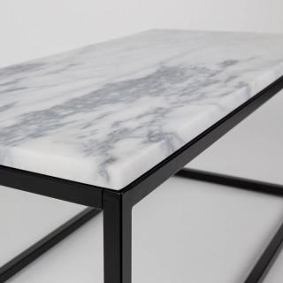 Table basse rectangulaire MARBLE POWER plateau en marbre blanc structure en acier noir mat