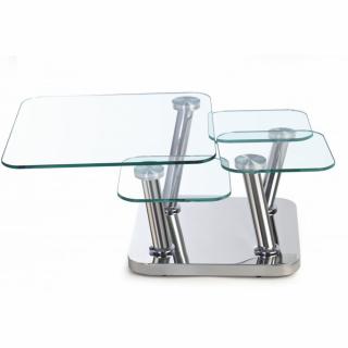 Table basse EGO 4 plateaux pivotants en verre 