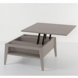 Table basse relevable gris taupe BRIGHTON 80x80cm 