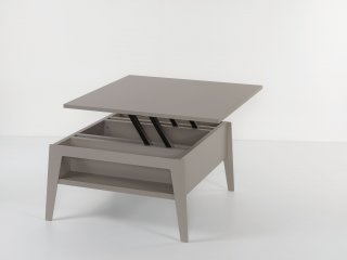 Table basse relevable gris taupe BRIGHTON 80x80cm 