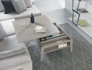 Table basse relevable gris taupe BRIGHTON 80x80cm 