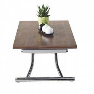 Table basse compacte HIGH and LOW relevable extensible finition noyer 100 x 60/120 cm OUTLET