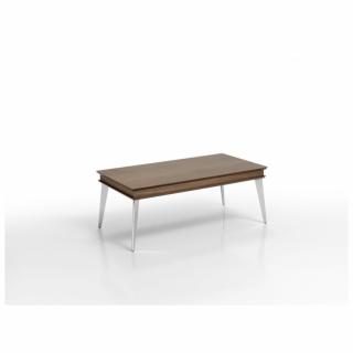 Table basse relevable KITA 110 x 60 x 41 cm  pieds métal blanc plateau noyer 