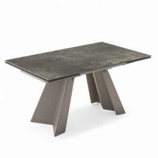 Table extensible 10 couverts WINGS 230 cm pieds métal plateau céramique 