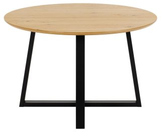 Table de séjour CAMILLA plateau chêne naturel piétement MDF noir