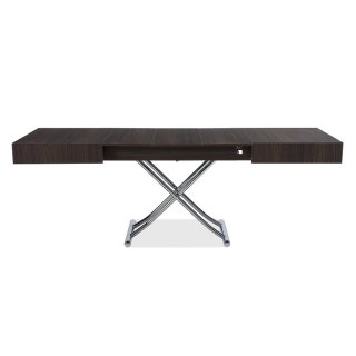 Table basse relevable extensible ALBATROS design marron Wengé Pied chromé  120/221 x 80 cm